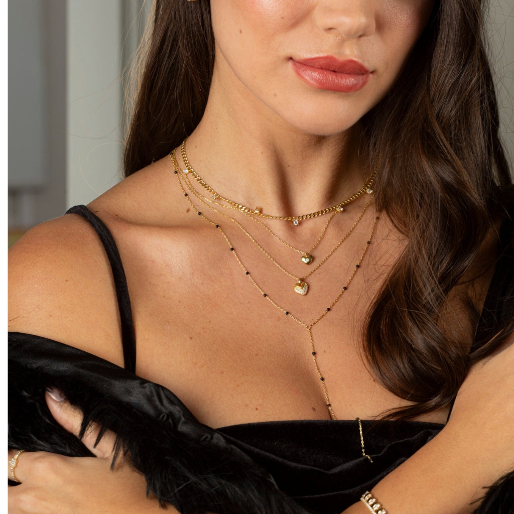 Lidya Sallantılı Taşlı Choker Zincir Kolye