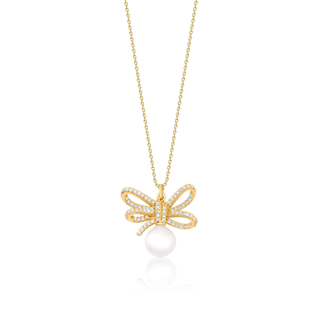 Ribbon Pave Pendant Necklace