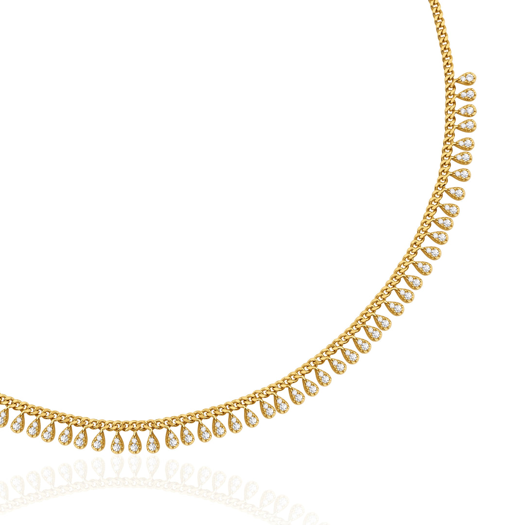 Helen Dainty Gold Choker Necklace with Teardrop CZ Charms