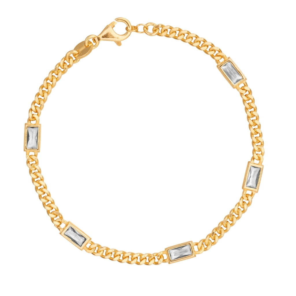 Dilara CZ Baguette Bezel Cuban Chain Bracelet