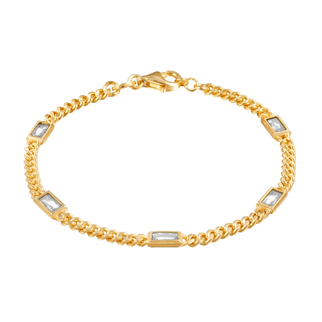 Dilara CZ Baguette Bezel Cuban Chain Bracelet