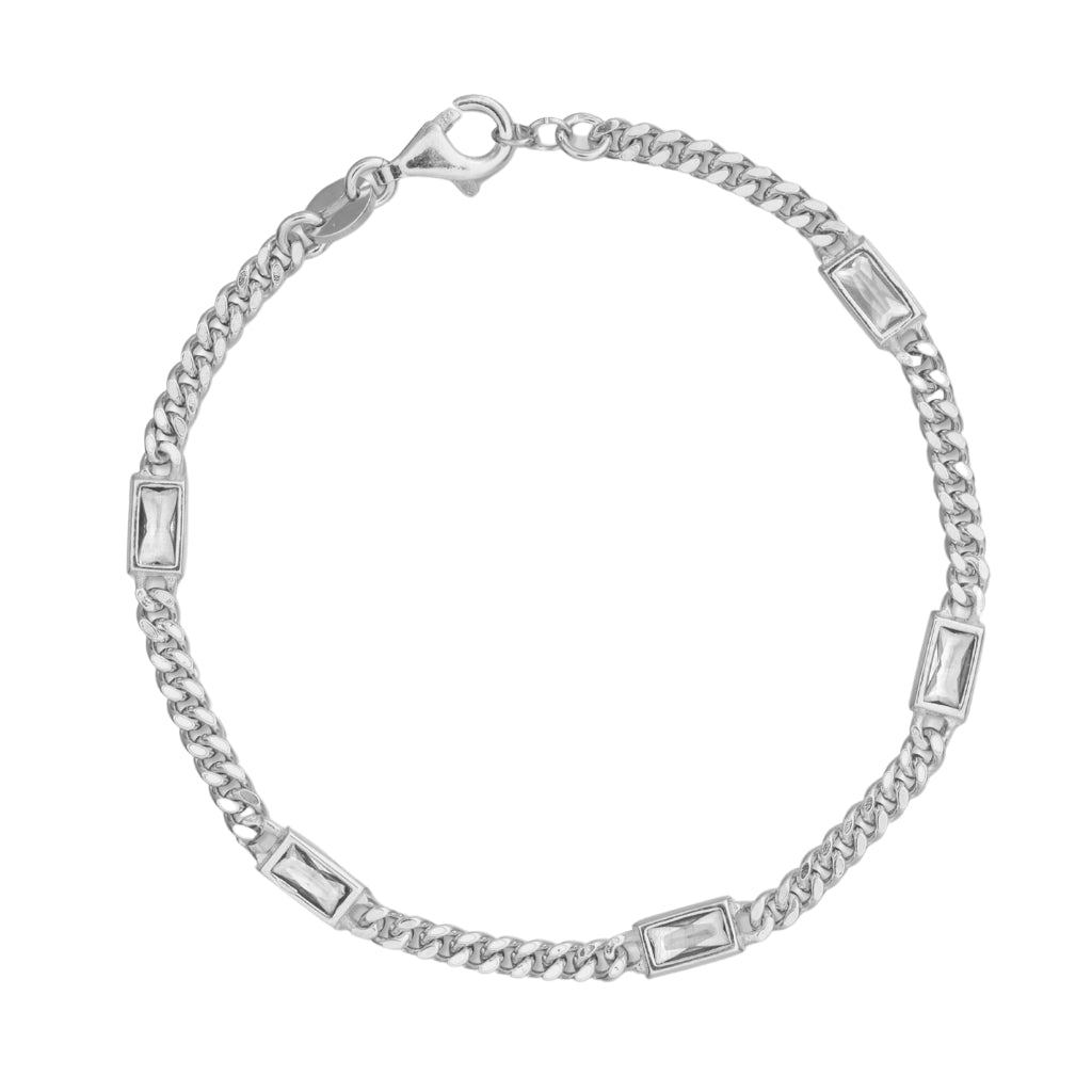 Dilara CZ Baguette Bezel Cuban Chain Bracelet