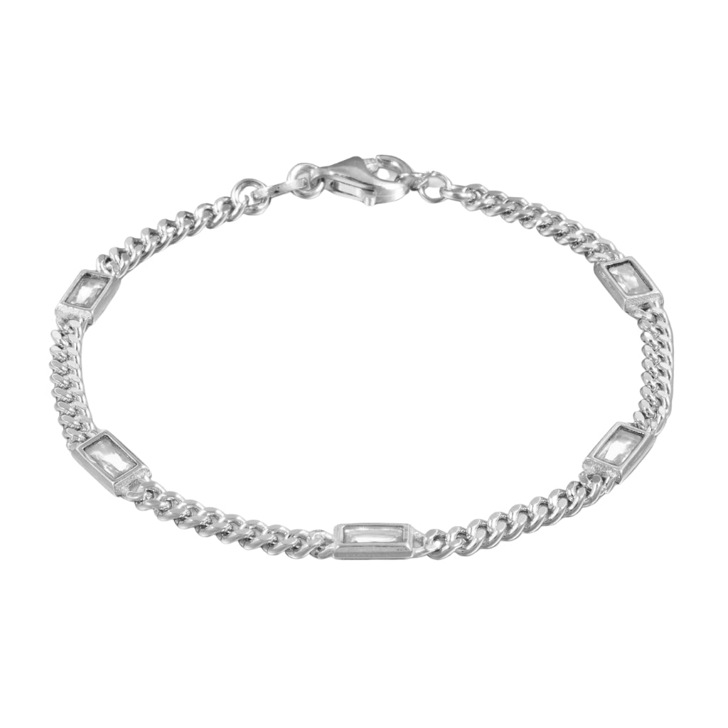 Dilara CZ Baguette Bezel Cuban Chain Bracelet