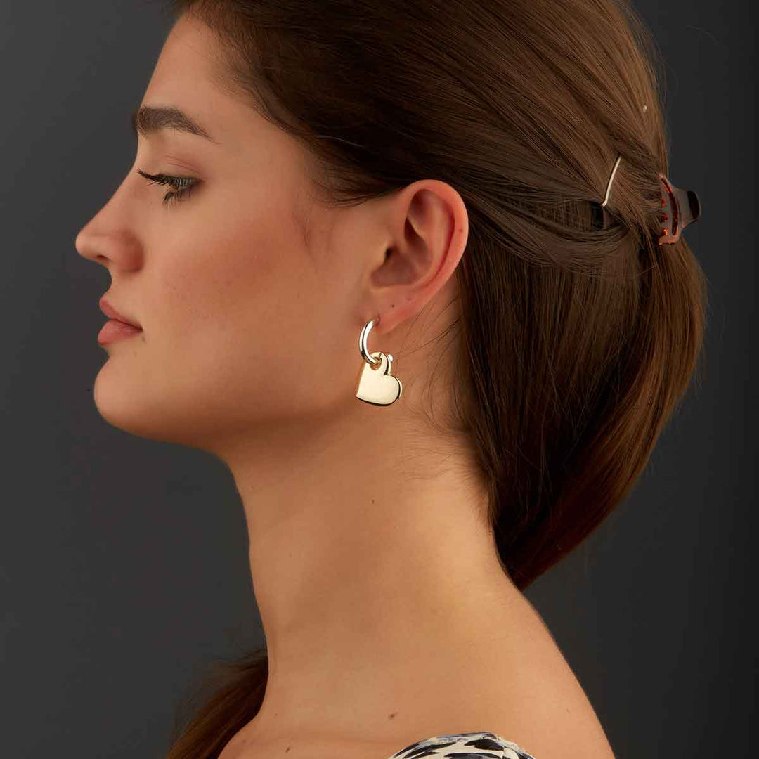 Lovely Heart Dangling Hoogie Earrings