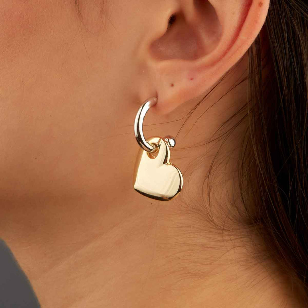 Lovely Heart Dangling Hoogie Earrings