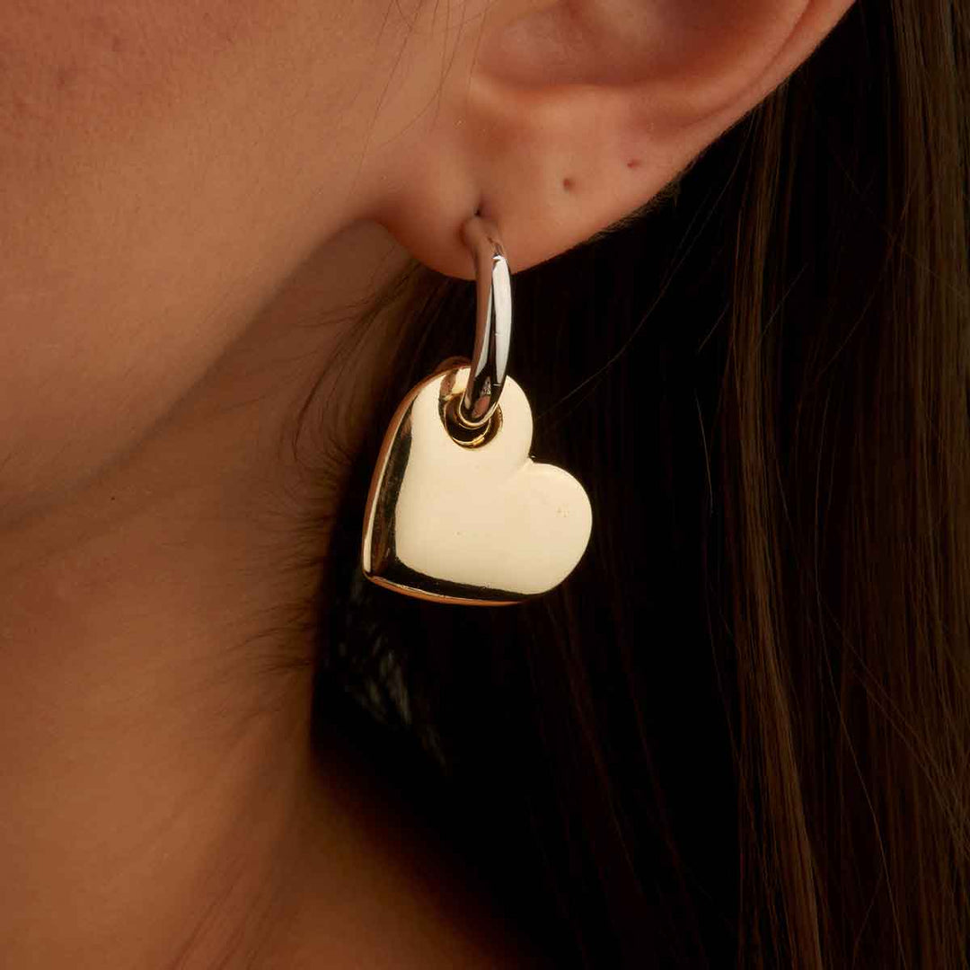 Lovely Heart Dangling Hoogie Earrings