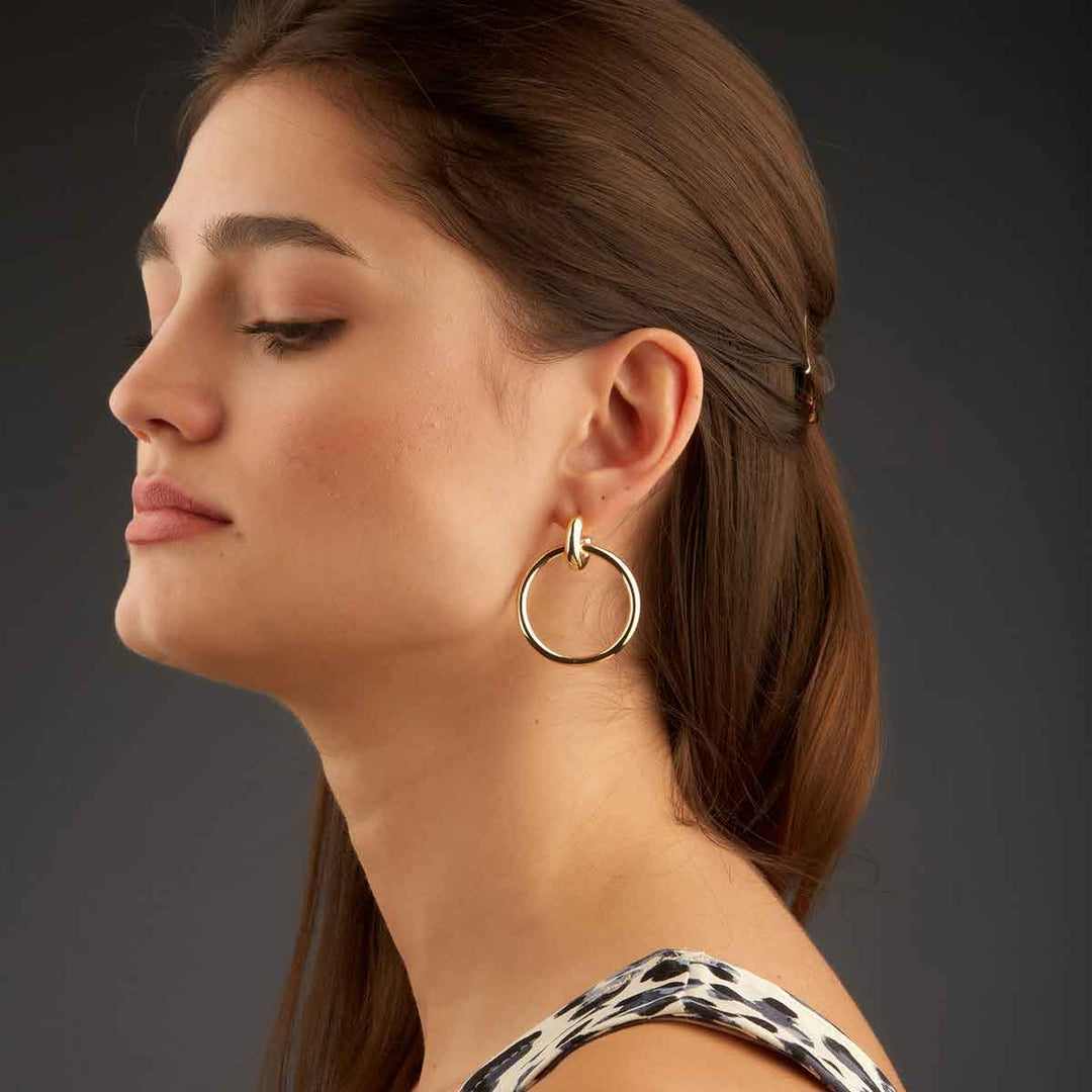 İda Big Circle Drop Stud Earrings