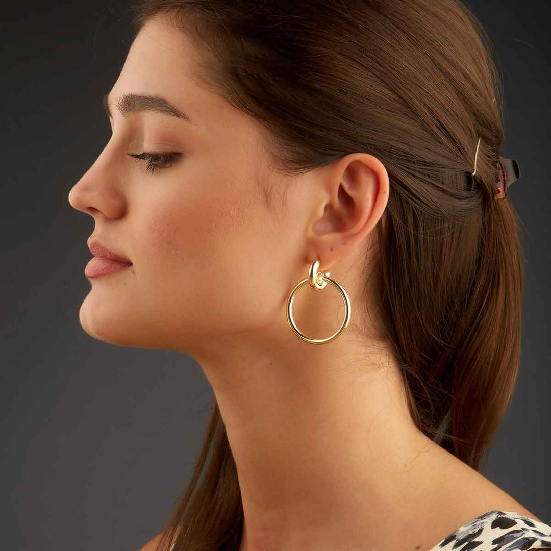 İda Big Circle Drop Stud Earrings