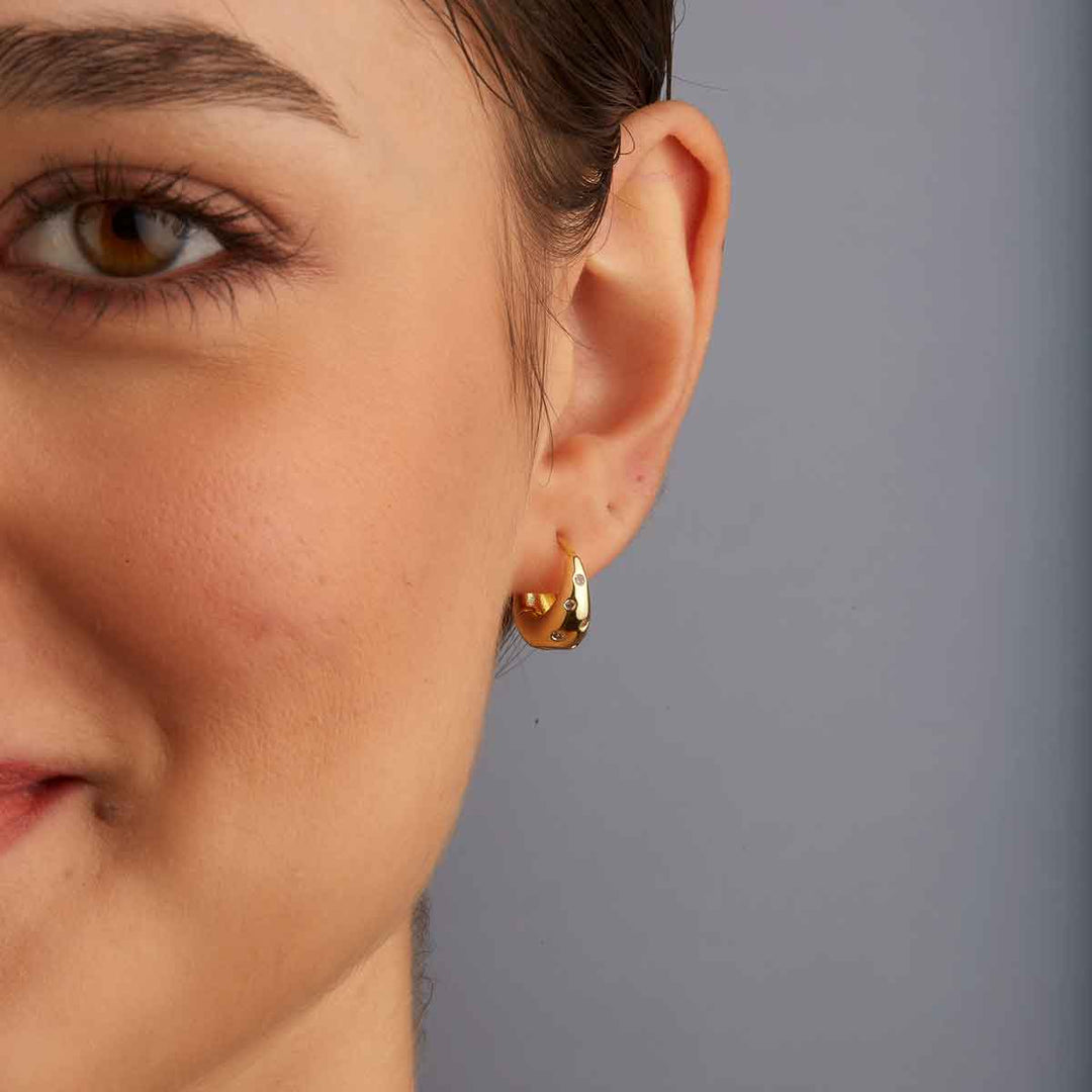 Sin Mini Hoops With Zircon Dots Earrings