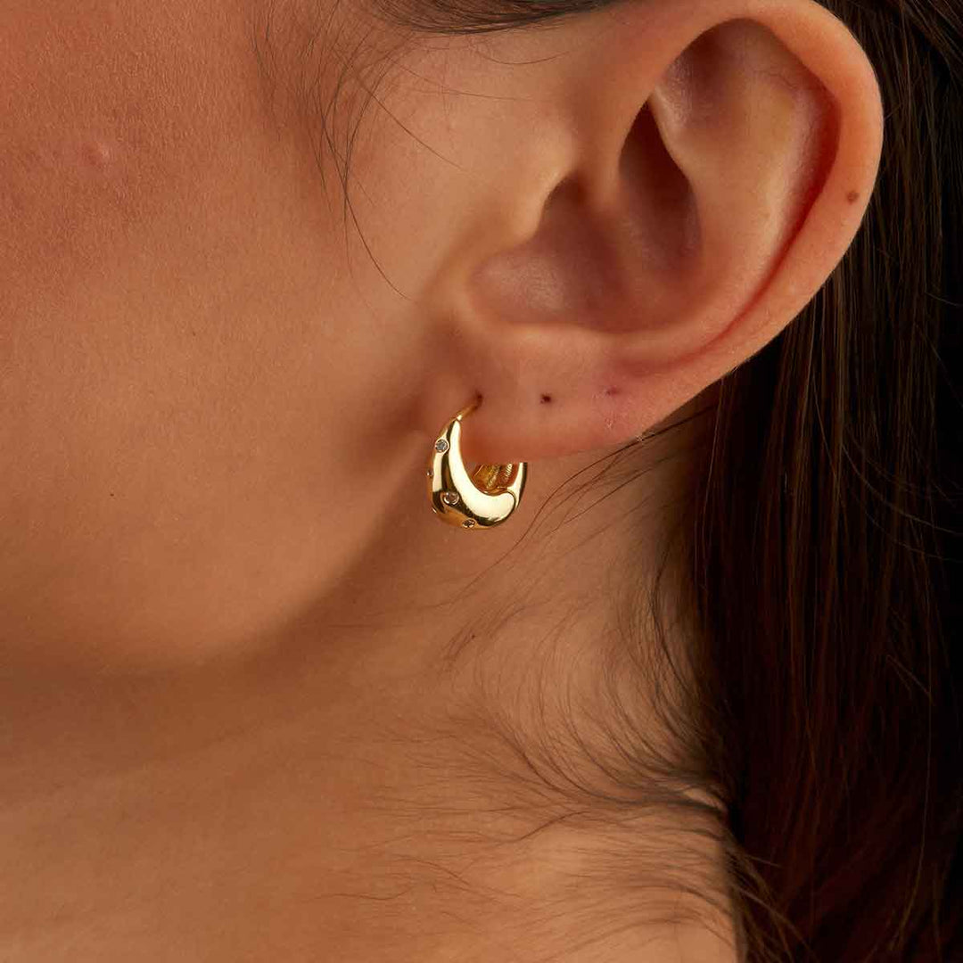 Sin Mini Hoops With Zircon Dots Earrings