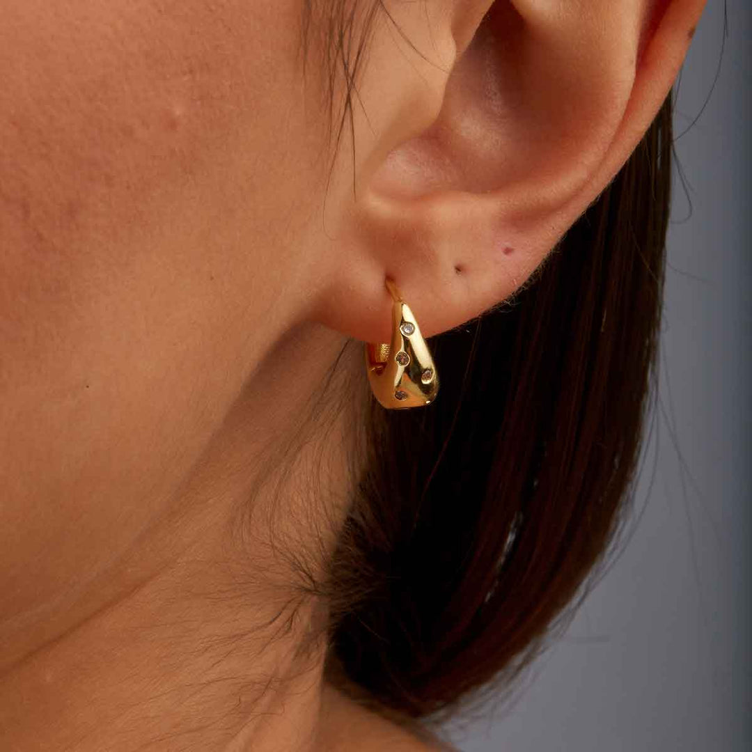 Sin Mini Hoops With Zircon Dots Earrings