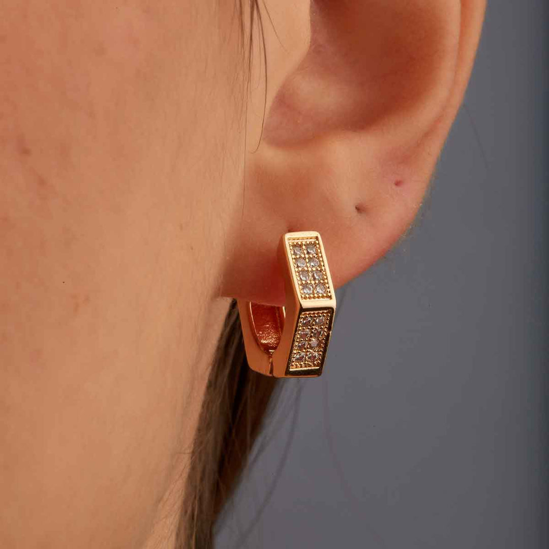 Macy Pave Pentagon Huggie Earrings