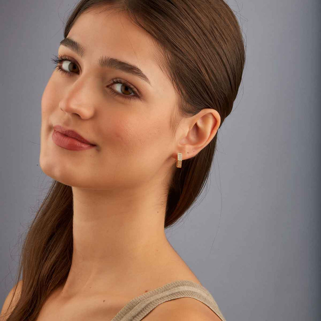 Macy Pave Pentagon Huggie Earrings