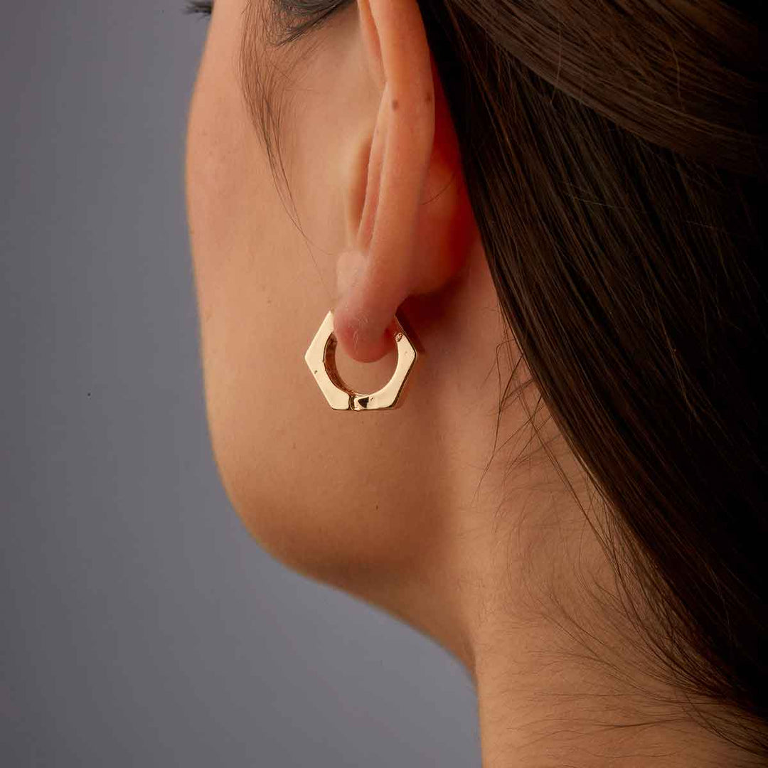 Macy Pave Pentagon Huggie Earrings