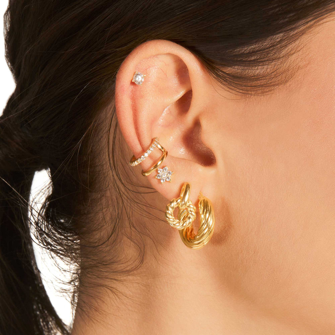 Ersilia Mini Circle Rope Textured Drop Stud
