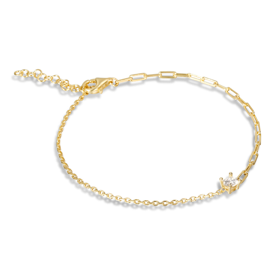 Zeta Solitare CZ Chain Bracelet