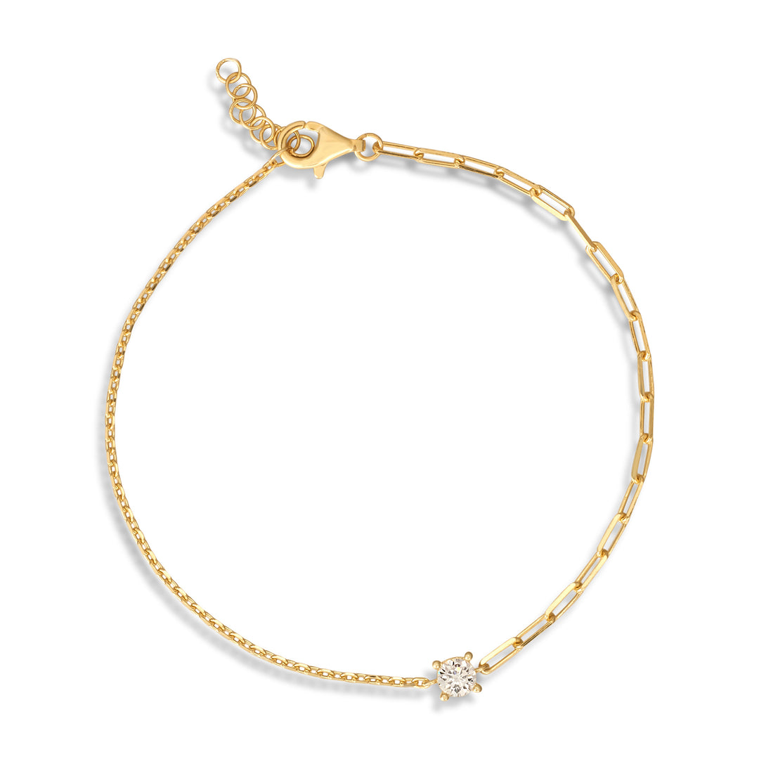 Zeta Solitare CZ Chain Bracelet