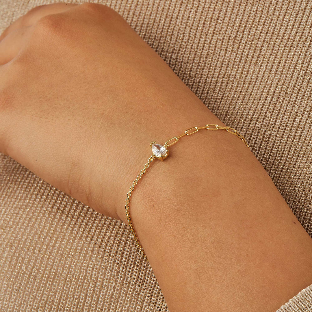 Zeta Solitare CZ Chain Bracelet