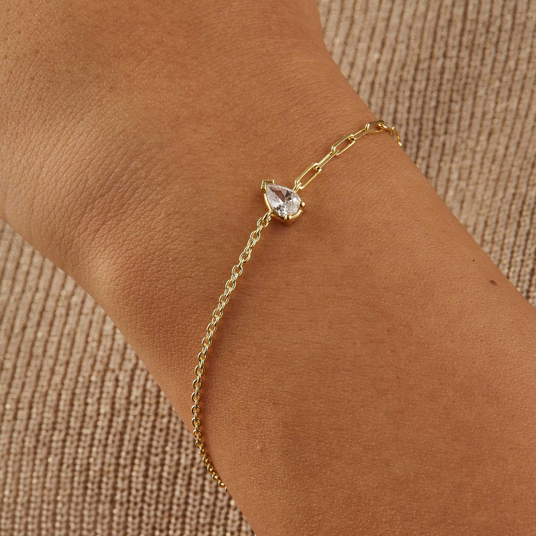 Zeta Solitare CZ Chain Bracelet