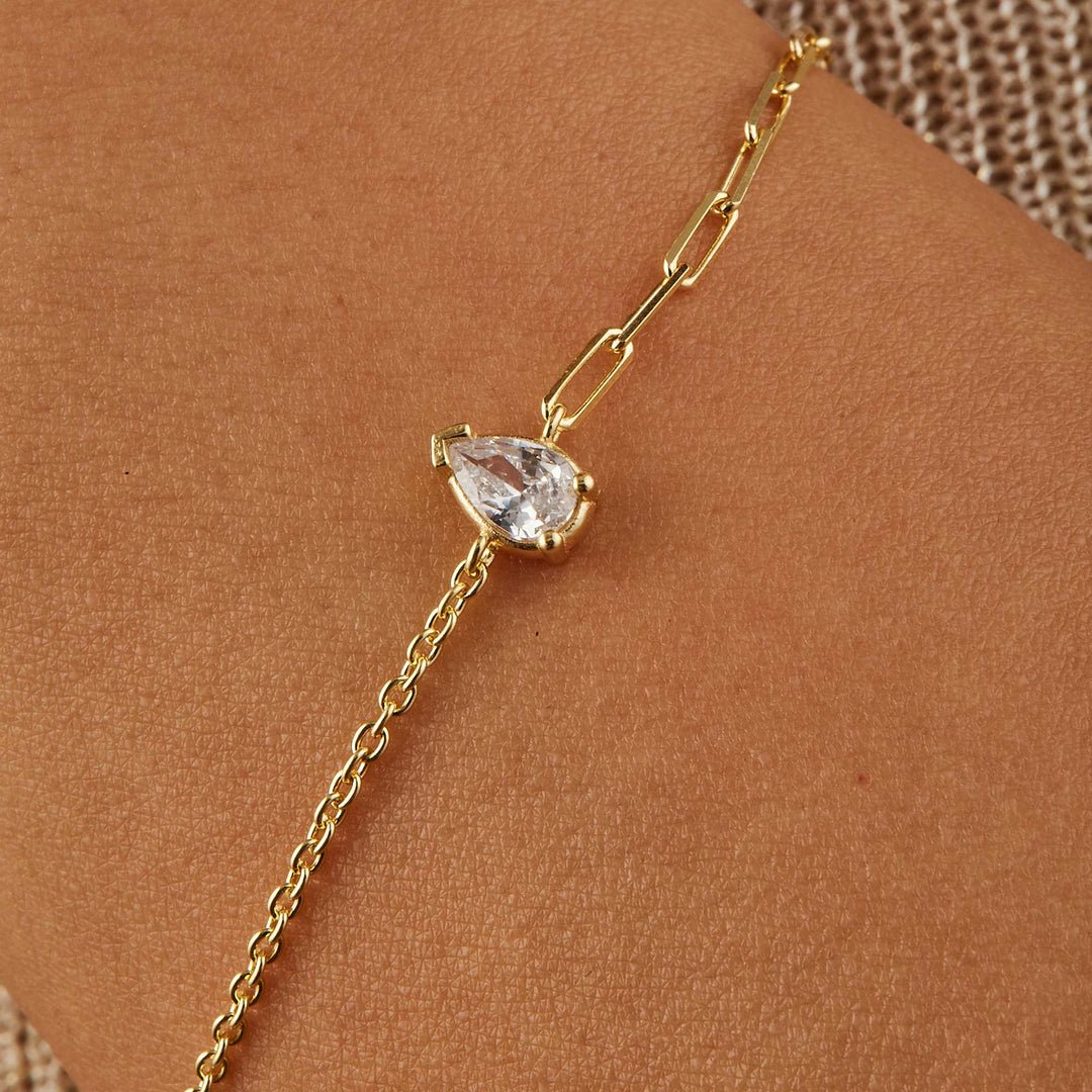 Zeta Solitare CZ Chain Bracelet
