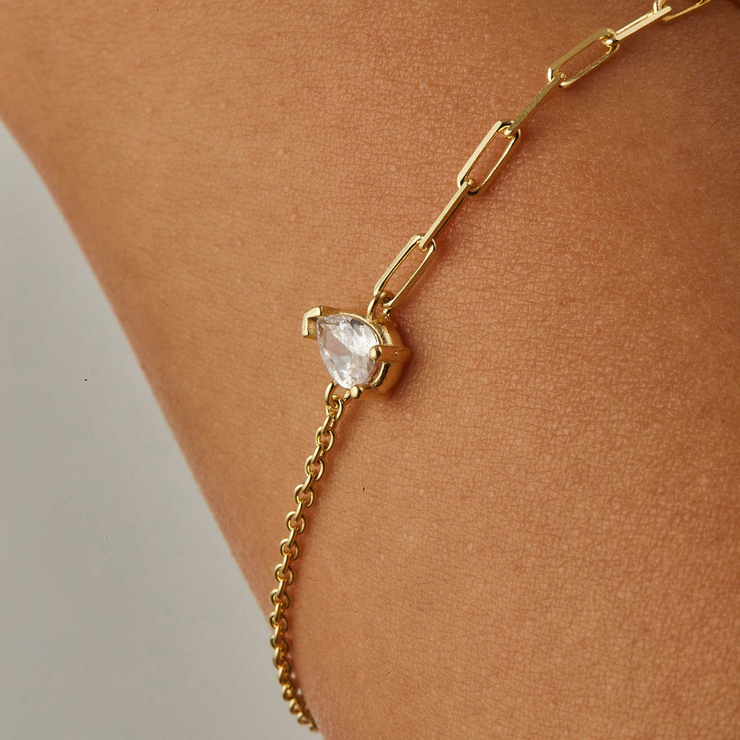Zeta Solitare CZ Chain Bracelet