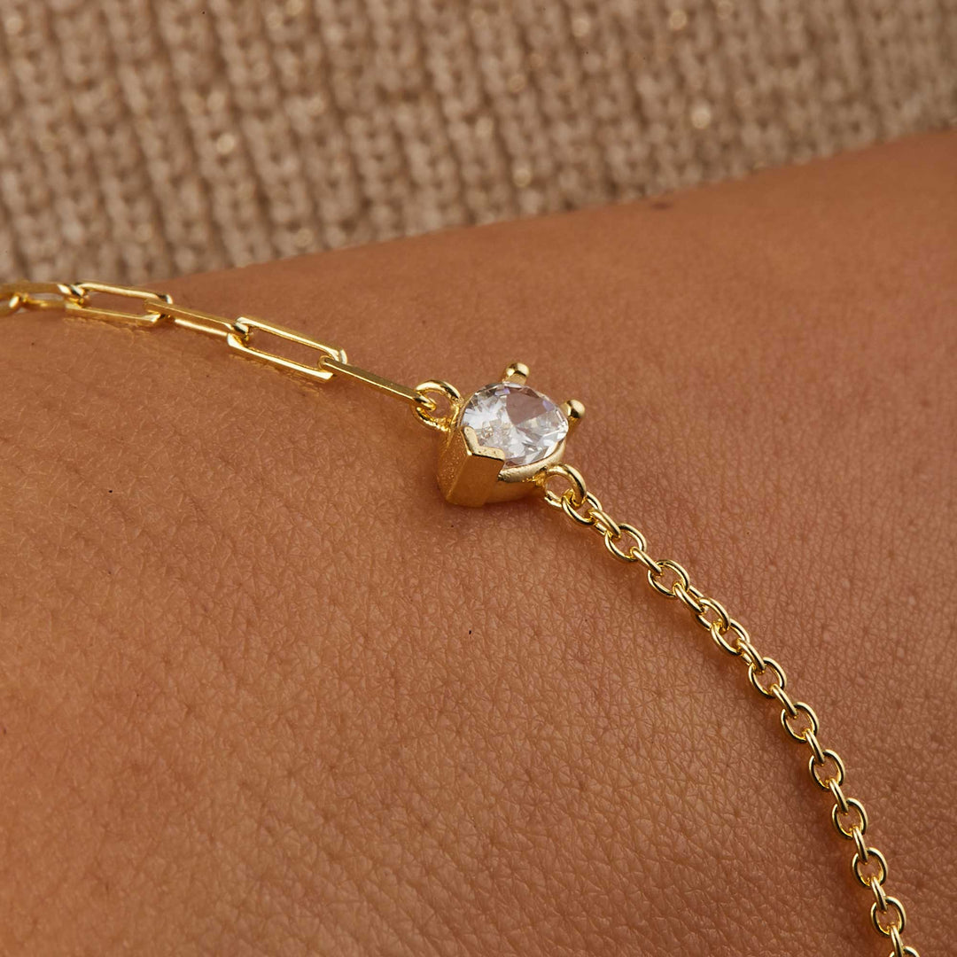 Zeta Solitare CZ Chain Bracelet