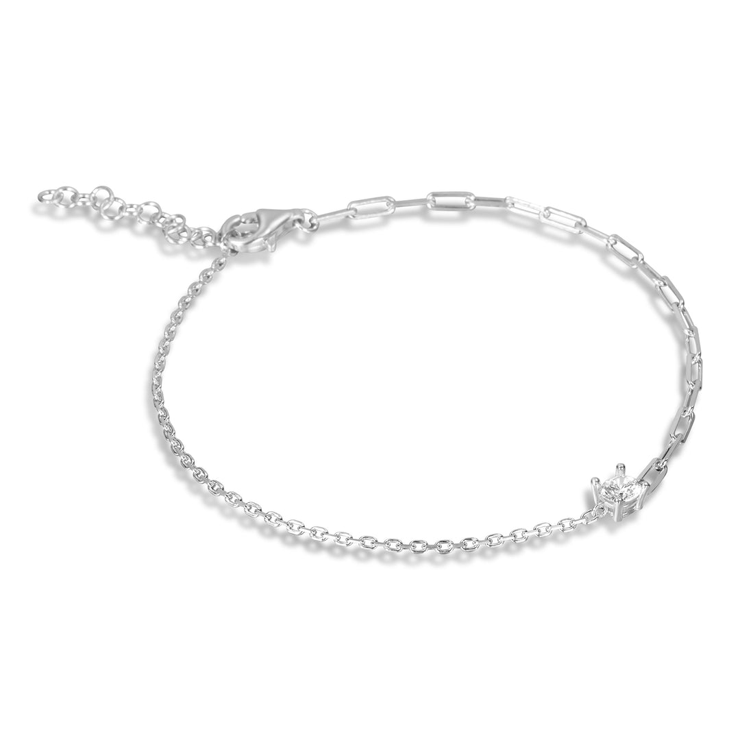 Zeta Solitare CZ Chain Bracelet