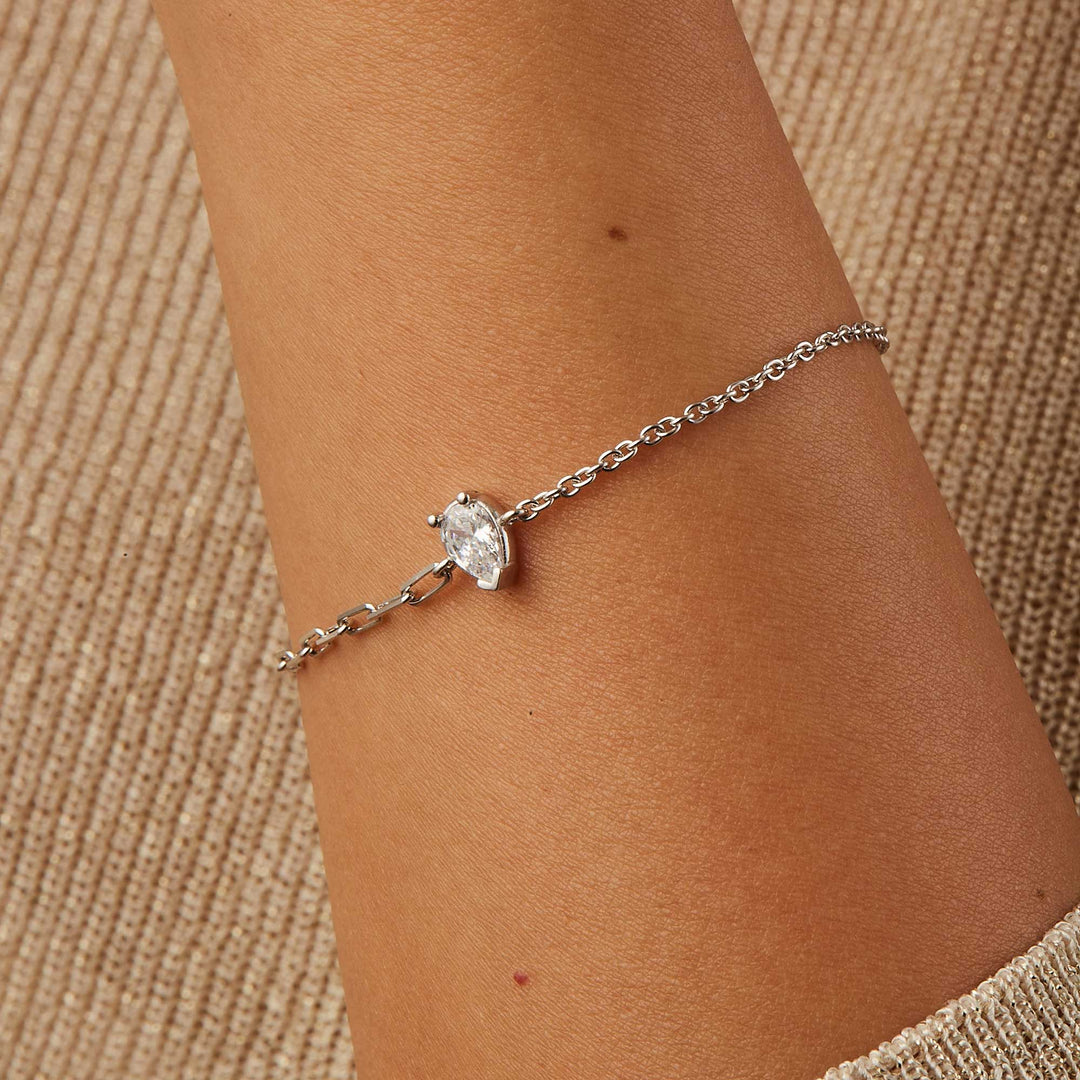 Zeta Solitare CZ Chain Bracelet