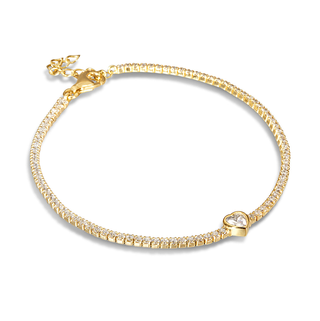 Canel Heart CZ Solitare Tennis Bracelet