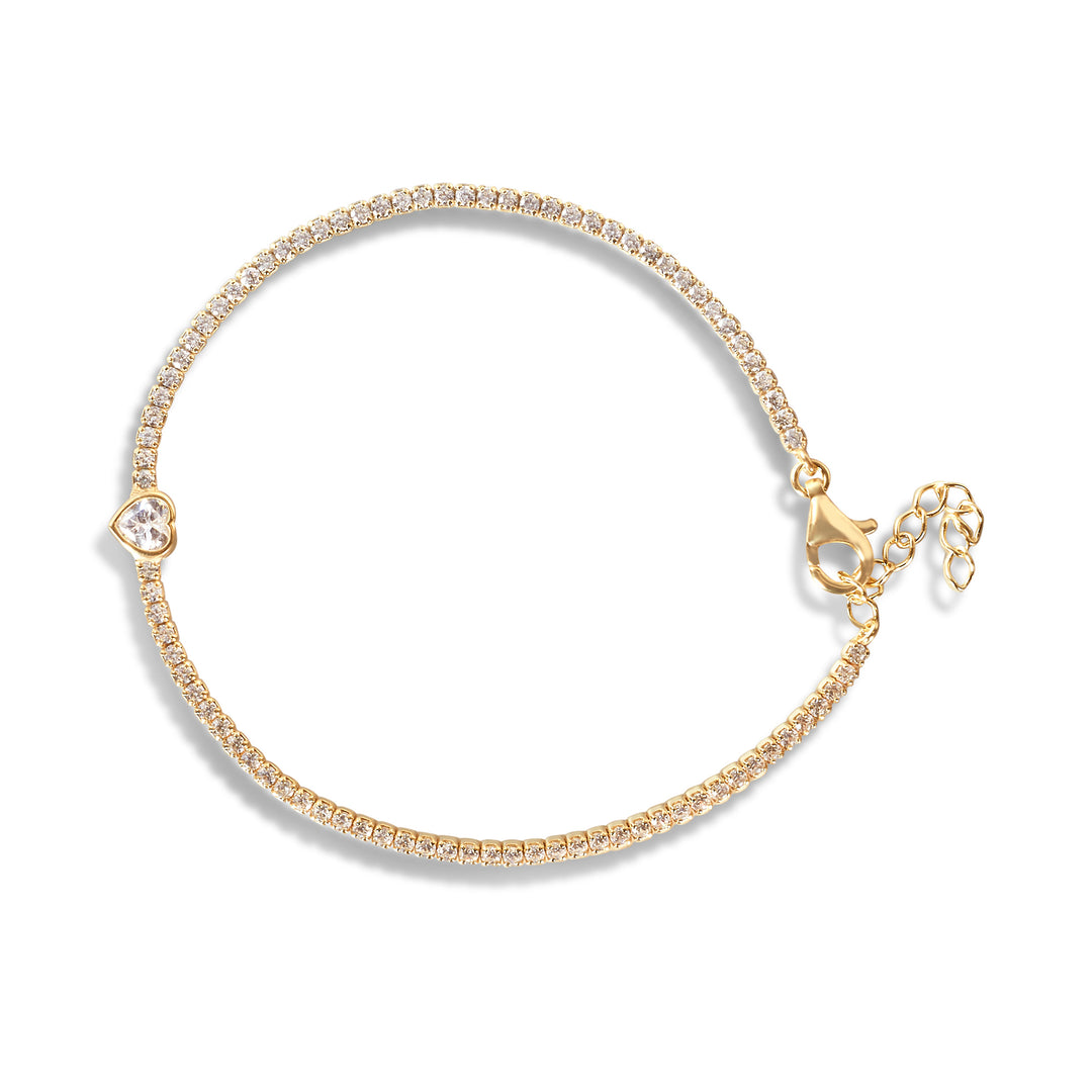 Canel Heart CZ Solitare Tennis Bracelet