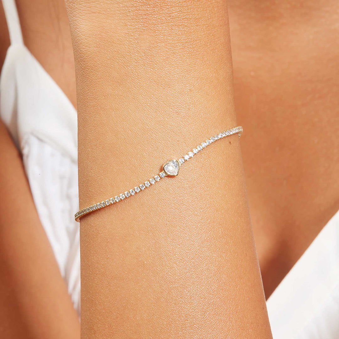 Canel Heart CZ Solitare Tennis Bracelet