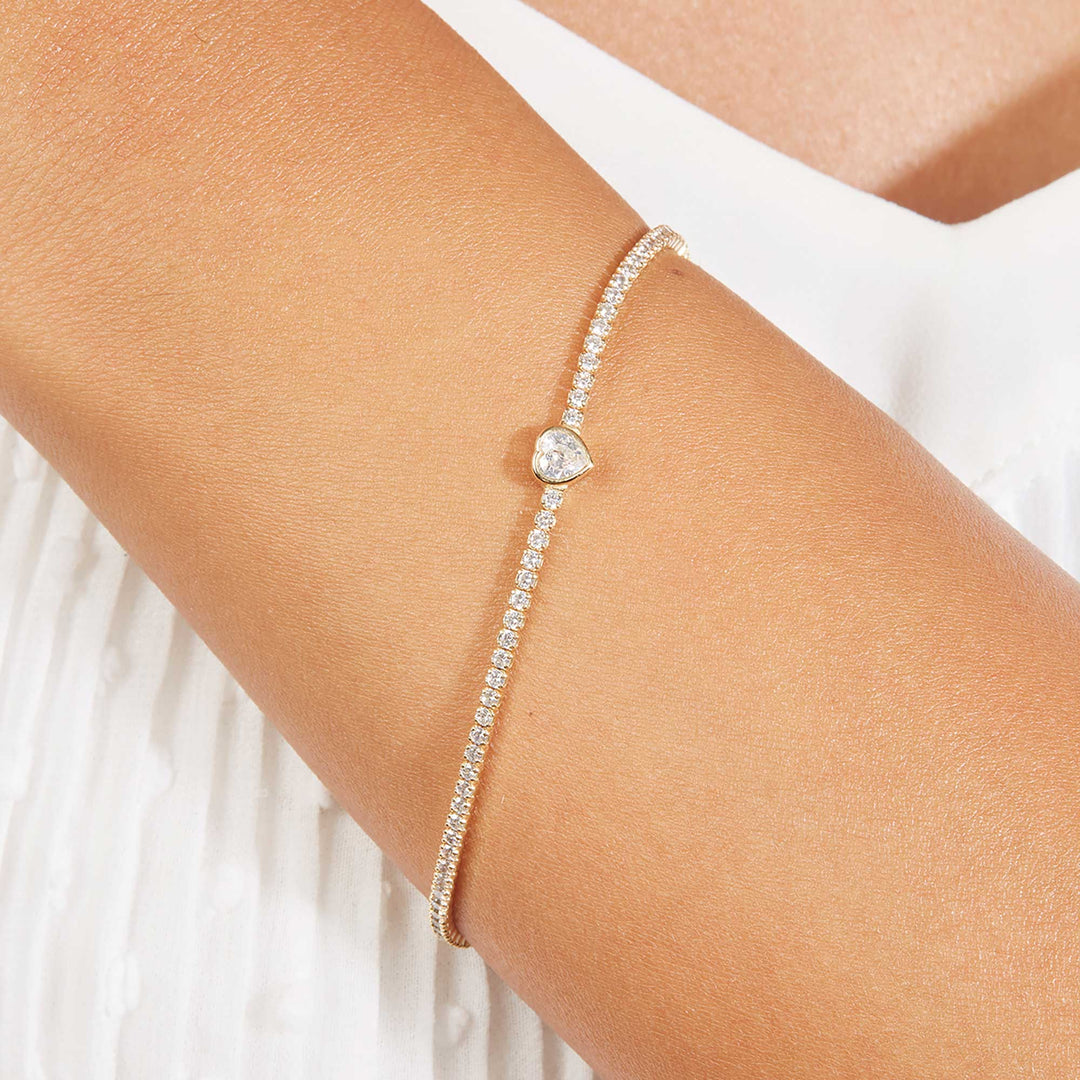 Canel Heart CZ Solitare Tennis Bracelet