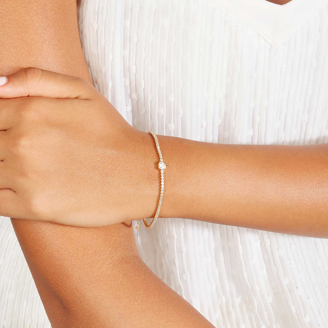Canel Heart CZ Solitare Tennis Bracelet