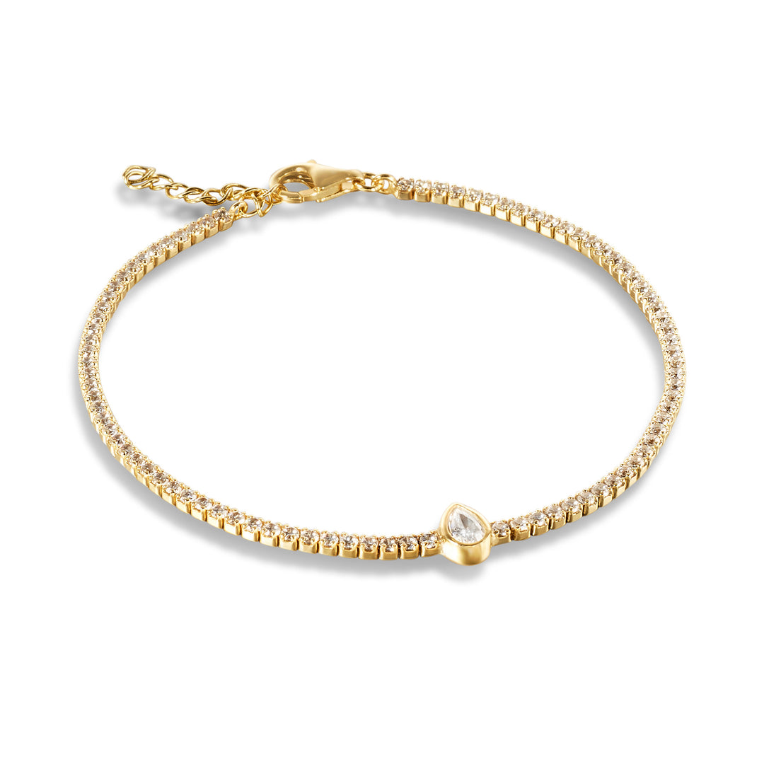 Sule Pear CZ Solitare Tennis Bracelet