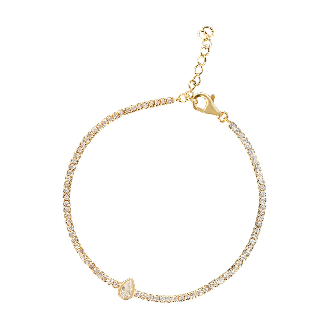 Sule Pear CZ Solitare Tennis Bracelet