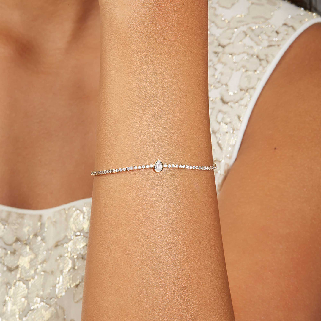 Sule Pear CZ Solitare Tennis Bracelet