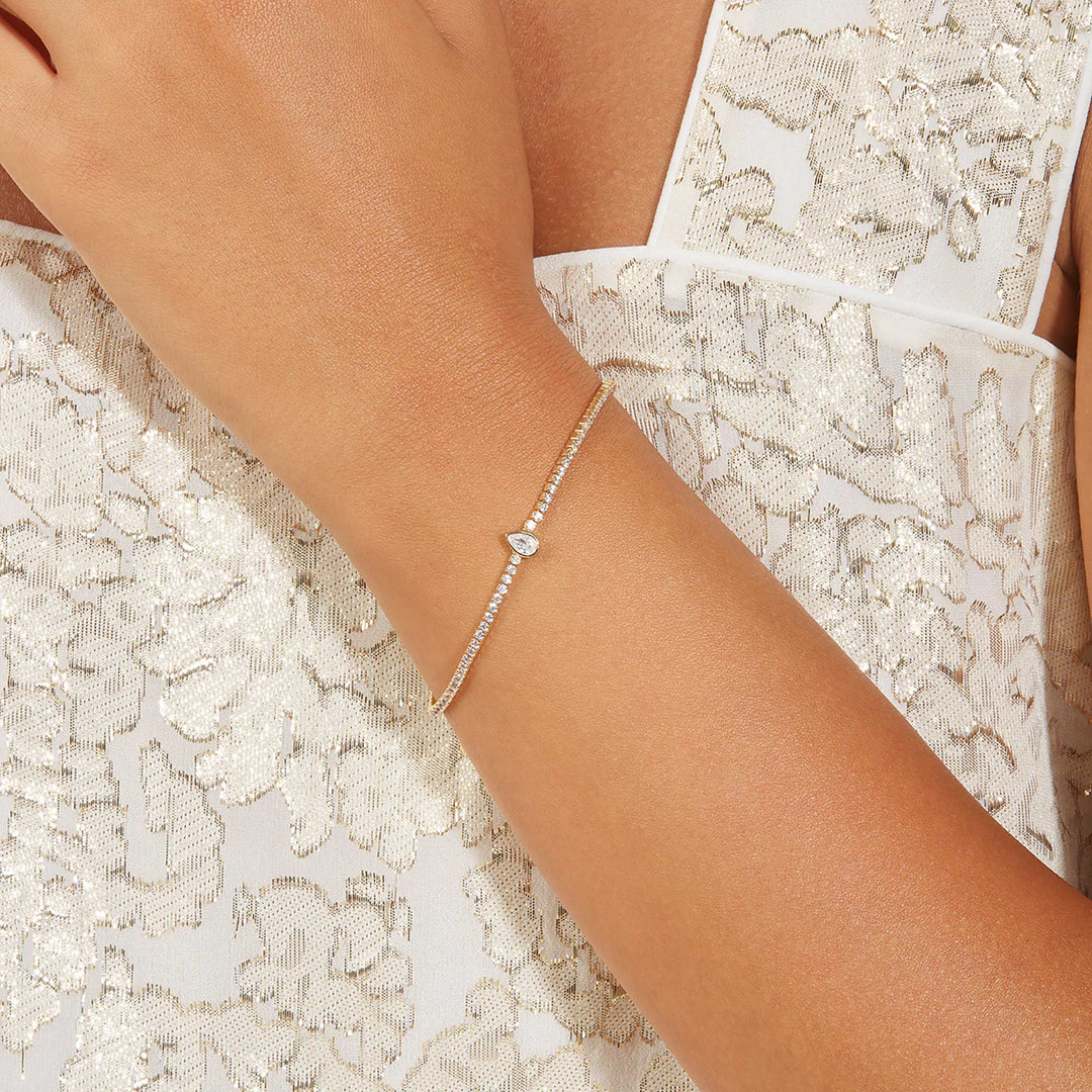 Sule Pear CZ Solitare Tennis Bracelet