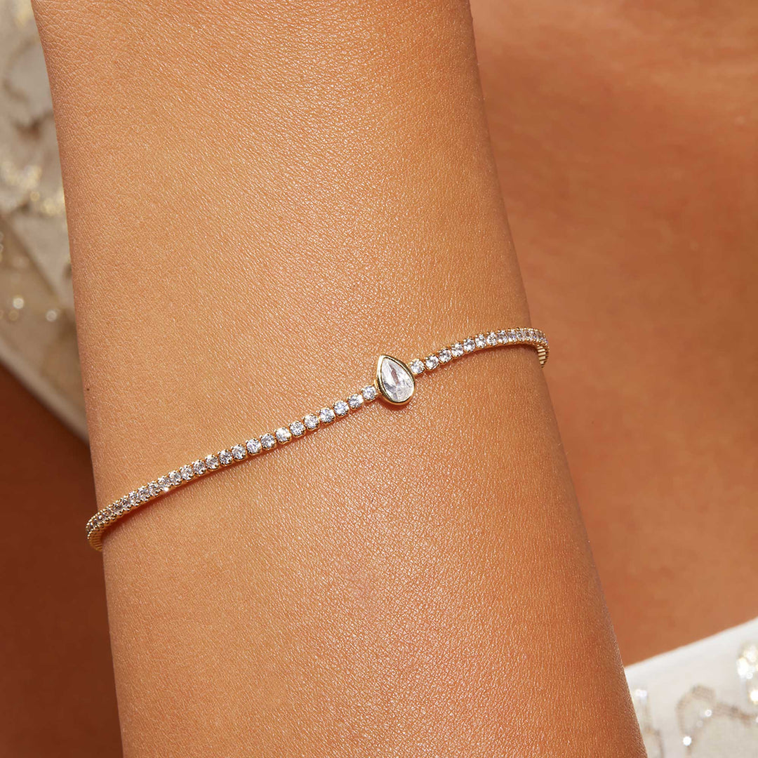 Sule Pear CZ Solitare Tennis Bracelet