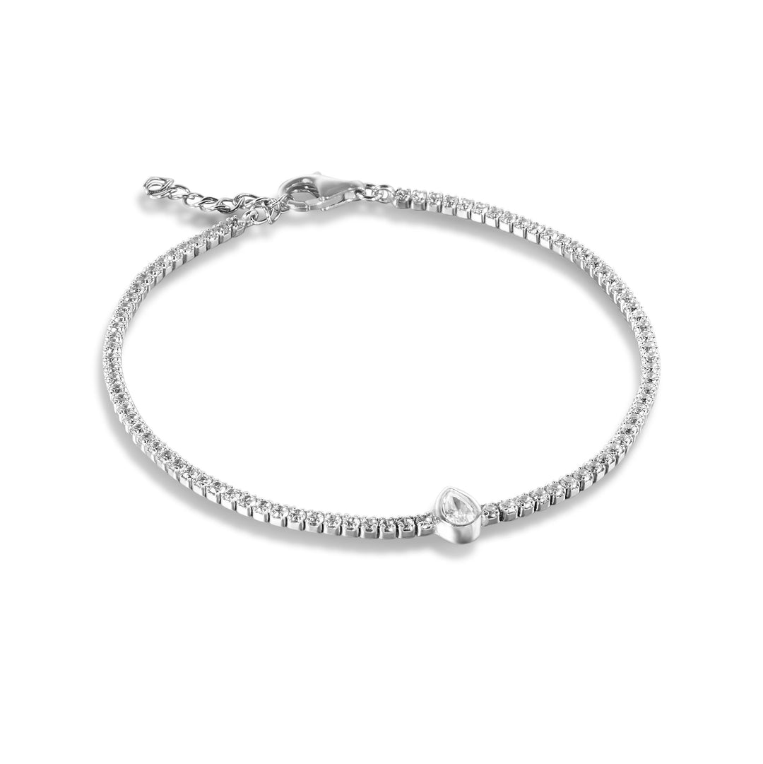 Sule Pear CZ Solitare Tennis Bracelet