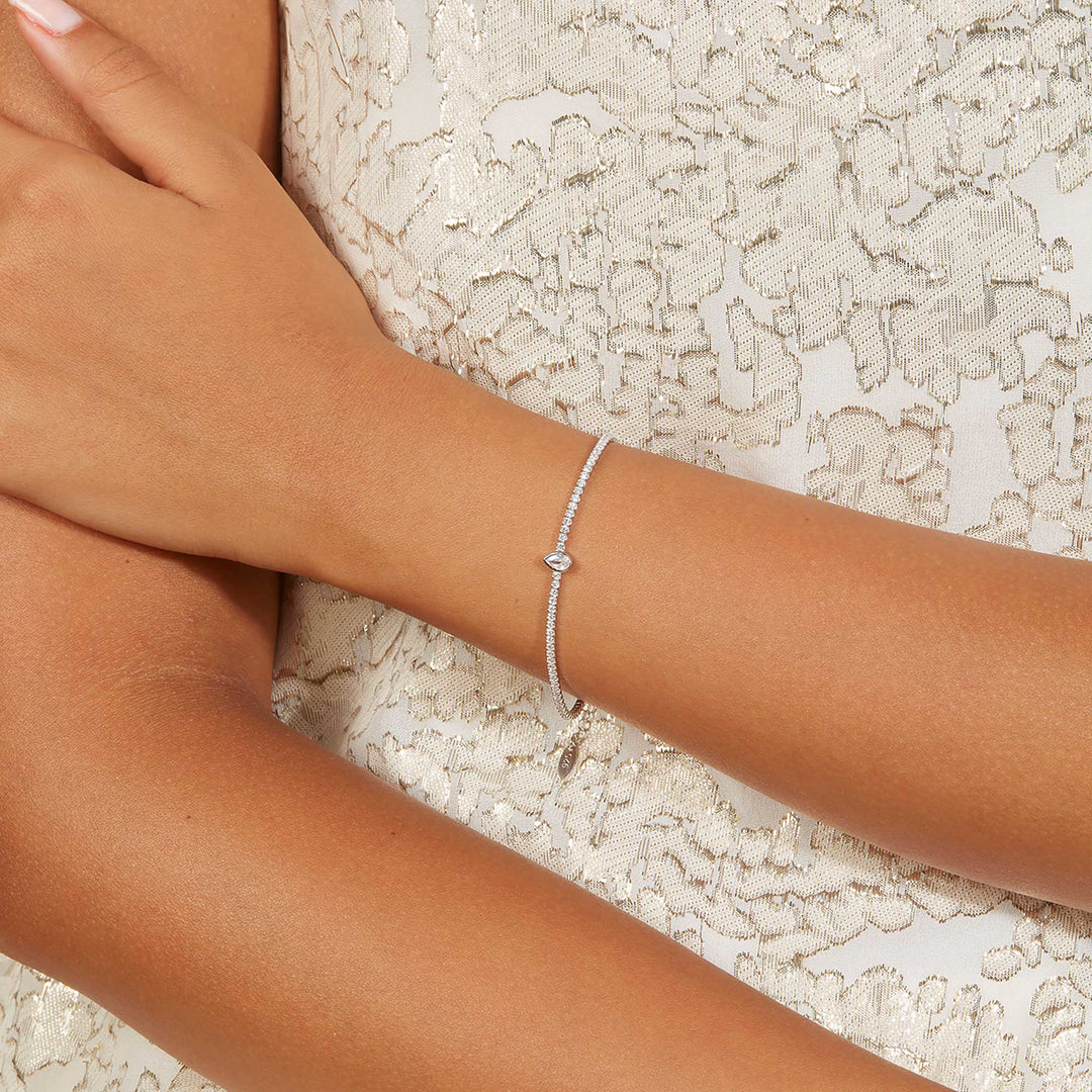 Sule Pear CZ Solitare Tennis Bracelet
