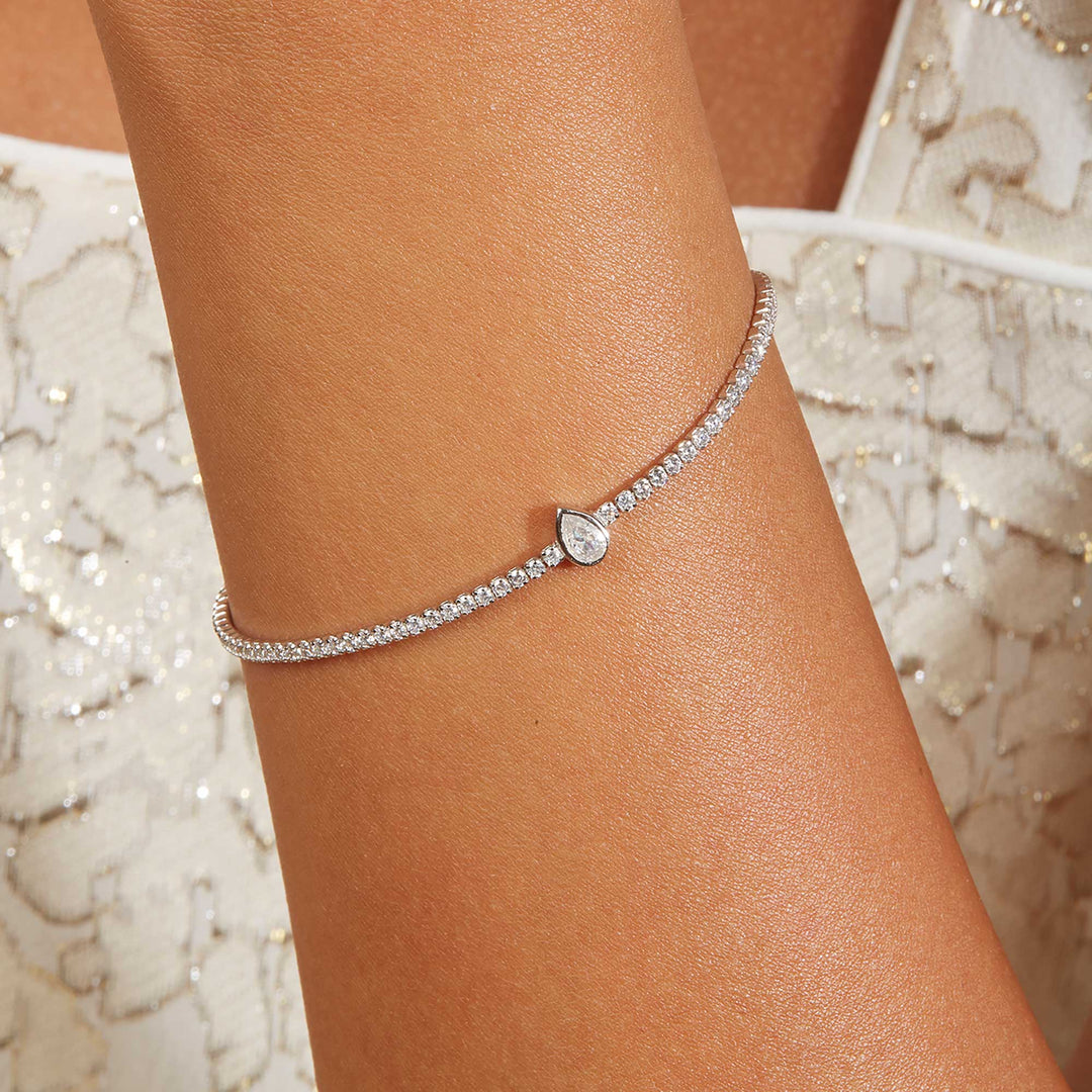 Sule Pear CZ Solitare Tennis Bracelet