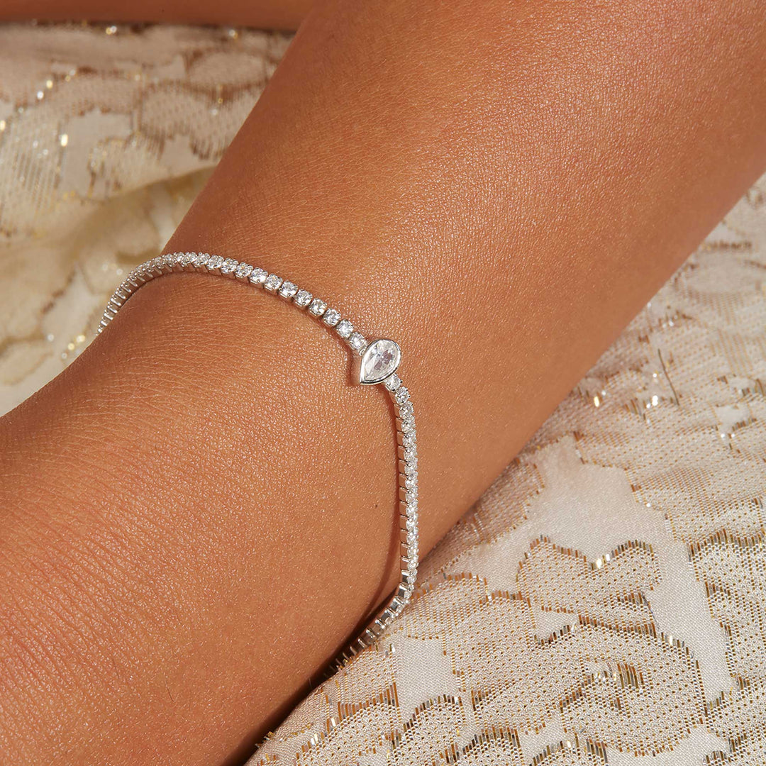 Sule Pear CZ Solitare Tennis Bracelet