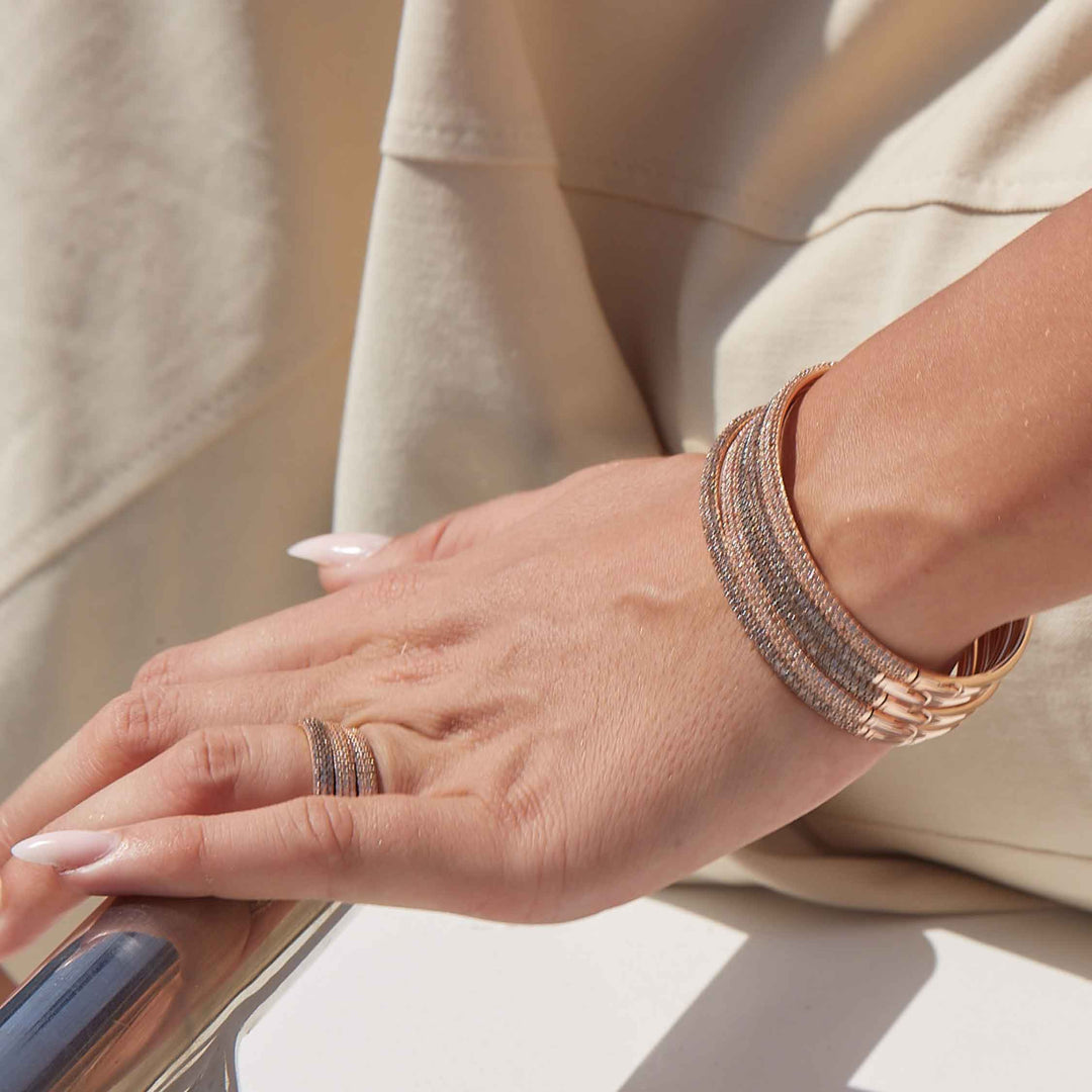 Sunshine Pave Bangle Bracelet - Champaigne
