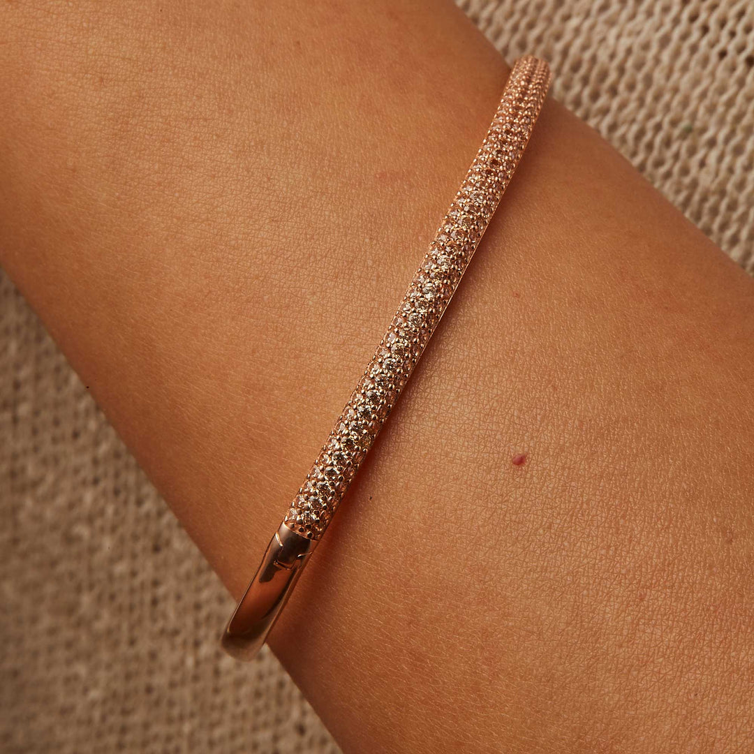 Sunshine Pave Bangle Bracelet - Champaigne