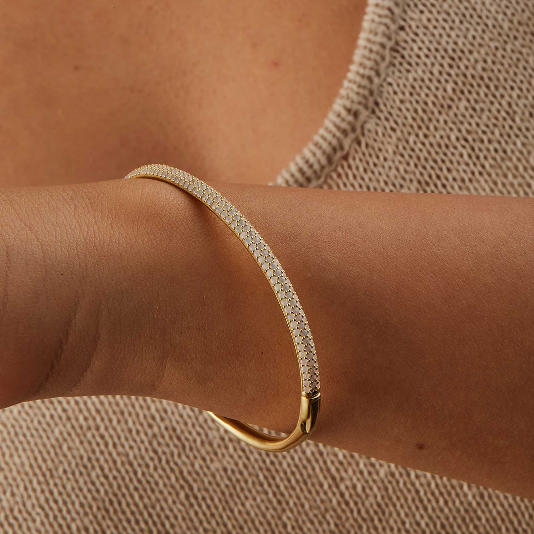 Sunshine Pave Bangle Bracelet - Golden