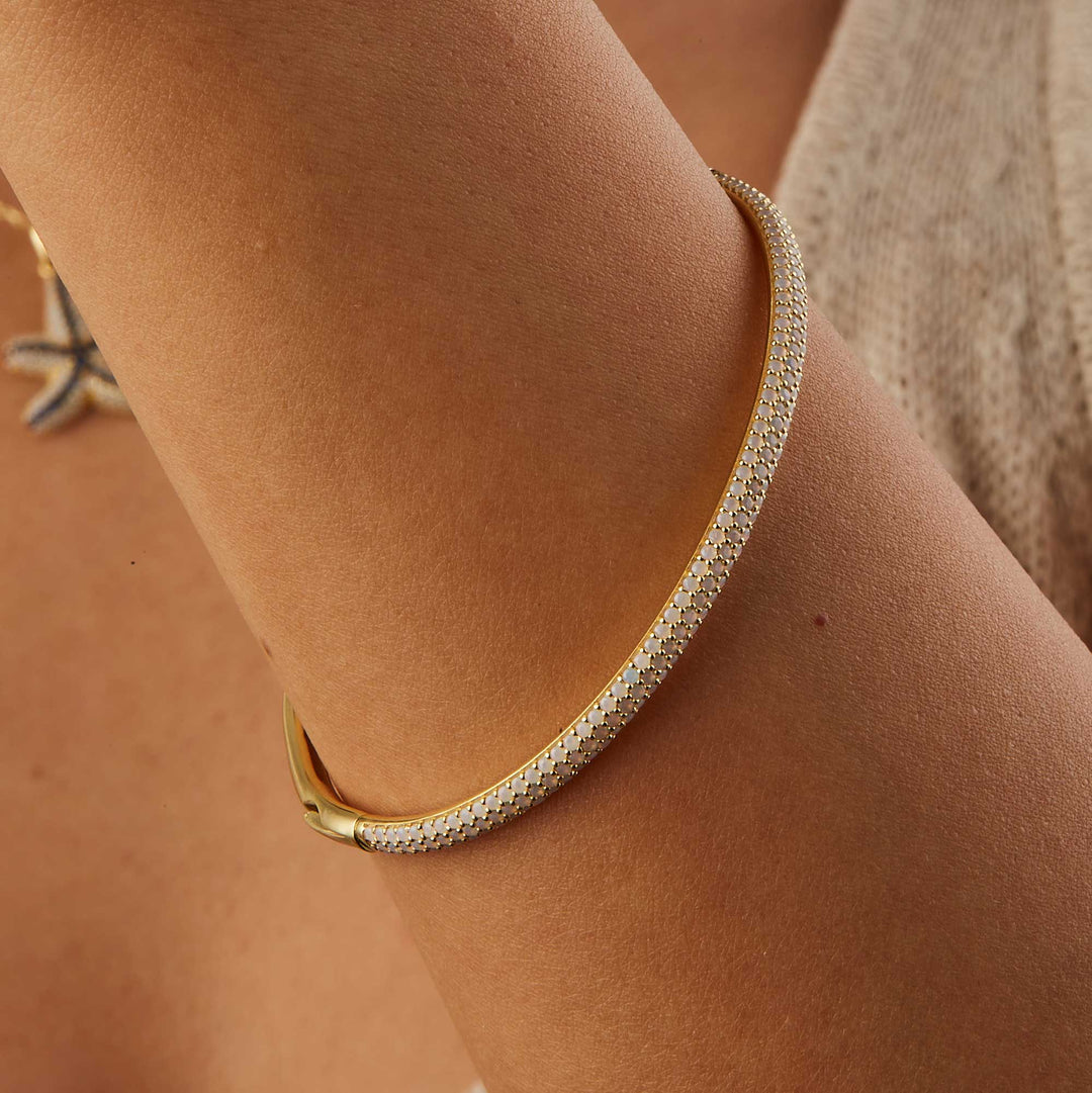 Sunshine Pave Bangle Bracelet - Golden