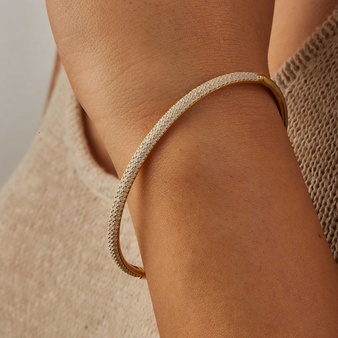 Sunshine Pave Bangle Bracelet - Golden