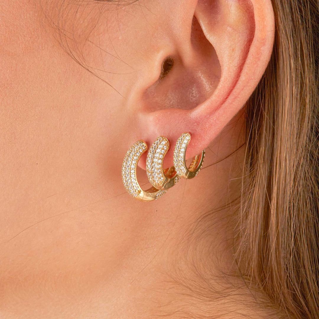 Ronn Pave Huggie Hoop Earrings - Large