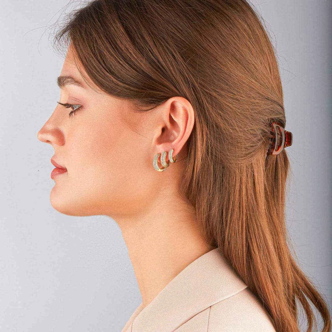 Ronn Pave Huggie Hoop Earrings - Large