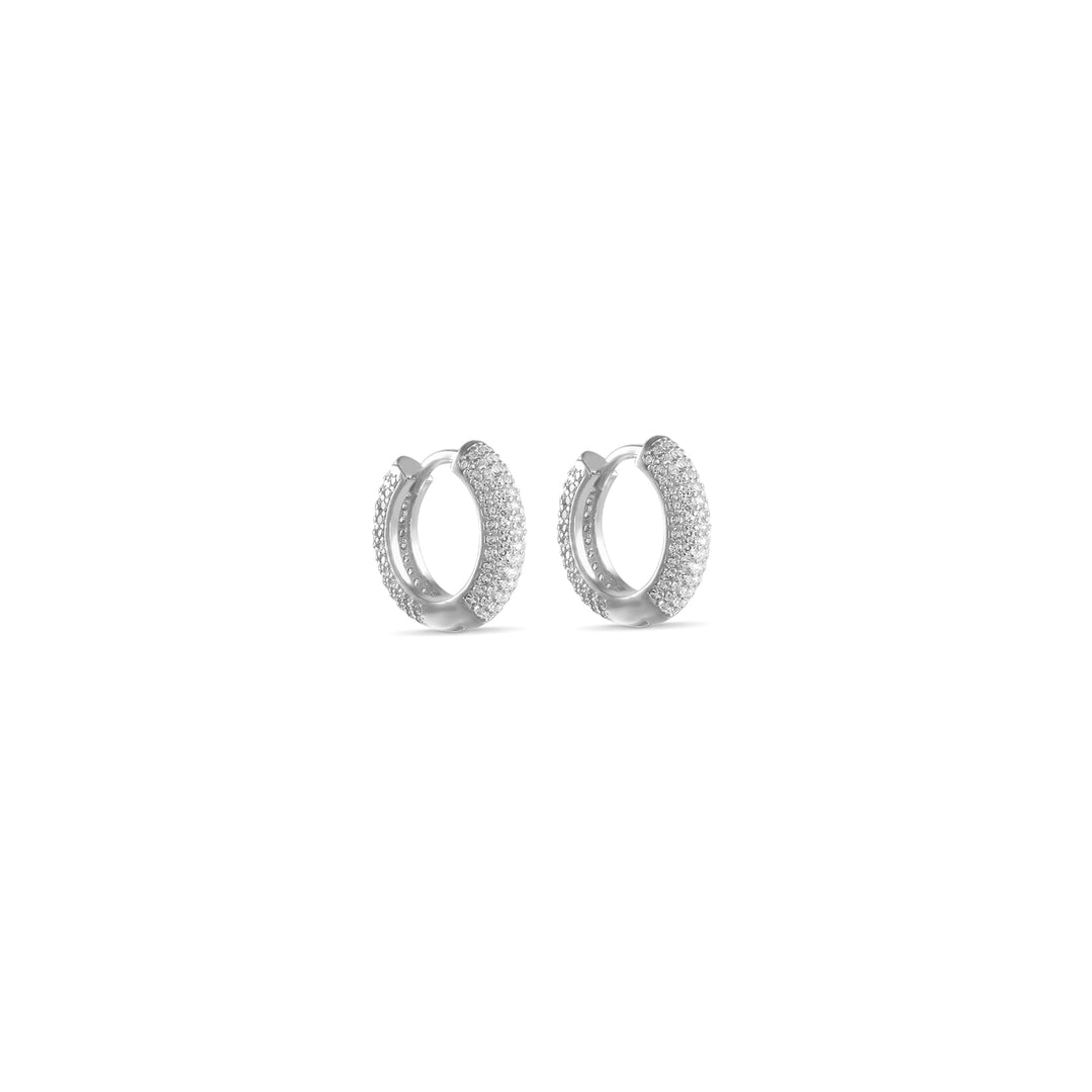Ronn Pave Huggie Hoop Earrings - Large